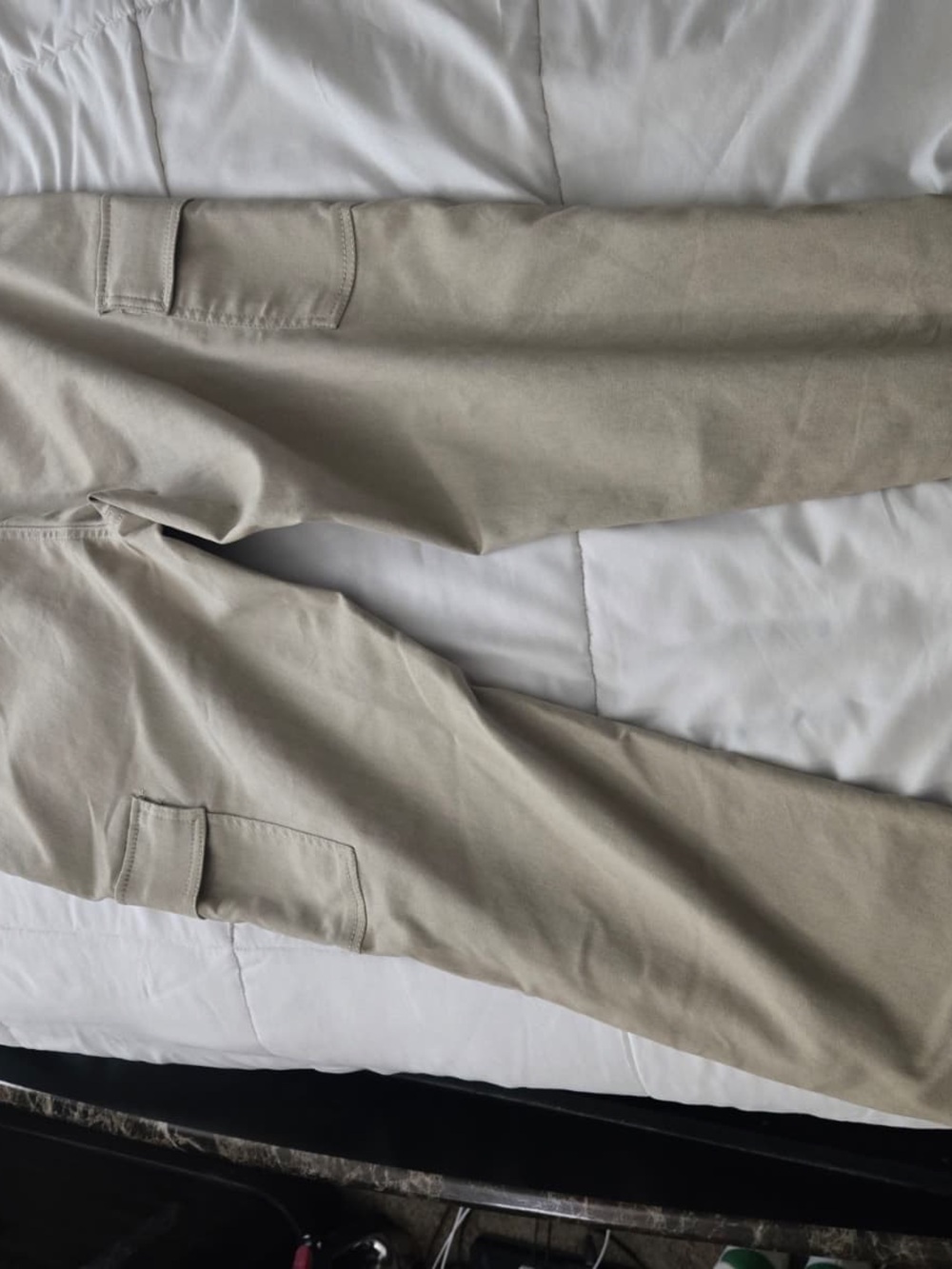 DKNY Men's Light Beige Cargo Pants with Side Pockets